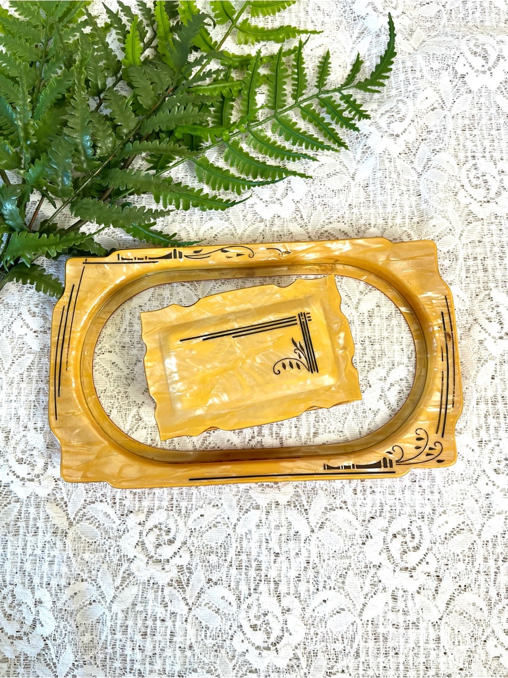 1930’s Art Deco Celluloid Butterscotch Vanity Set